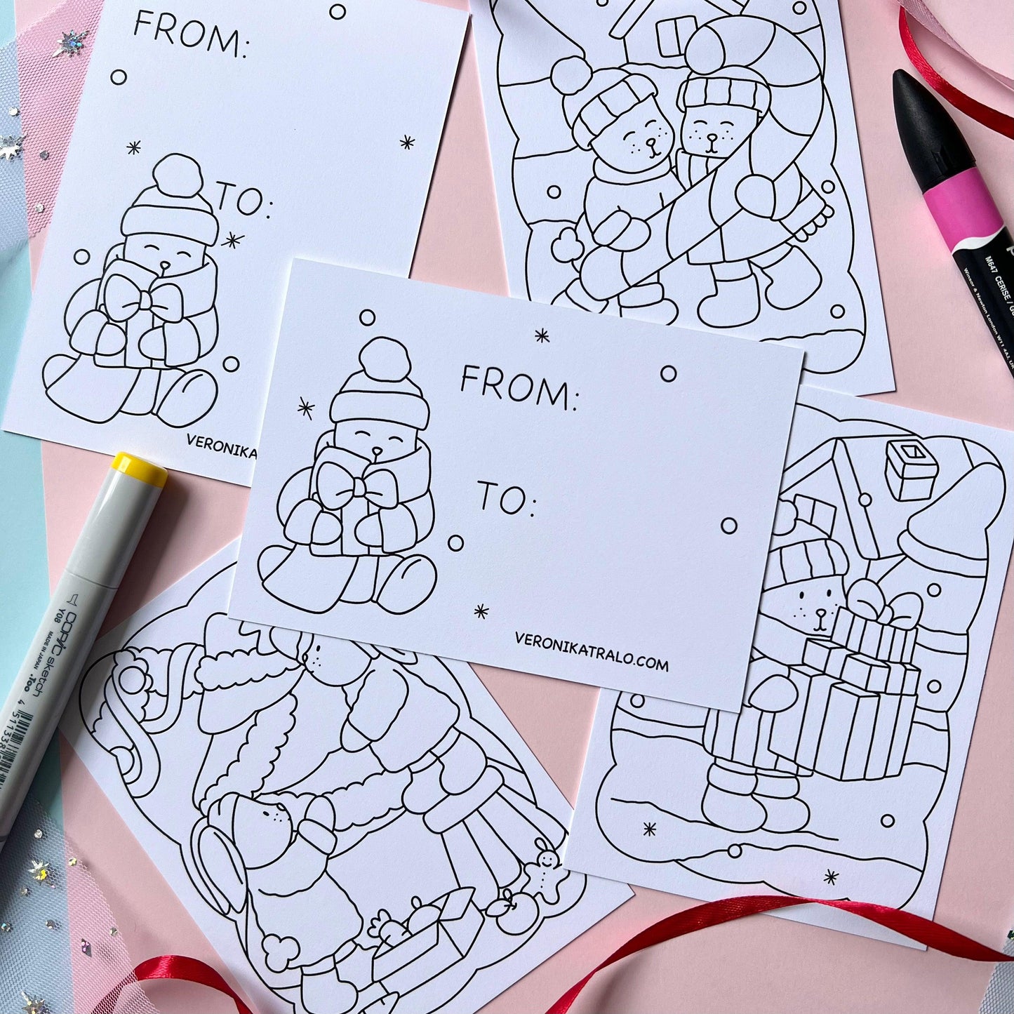 Amigos Canarios winter colouring cards (set of 5)