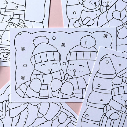 Amigos Canarios winter colouring cards (set of 5)