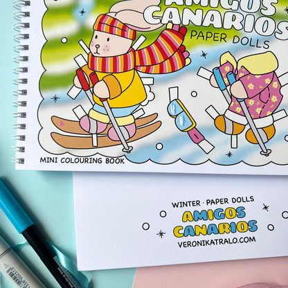 Amigos Canarios mini colouring book PAPER DOLLS