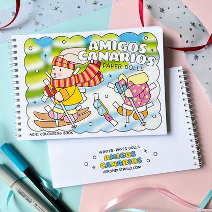 Amigos Canarios mini colouring book PAPER DOLLS