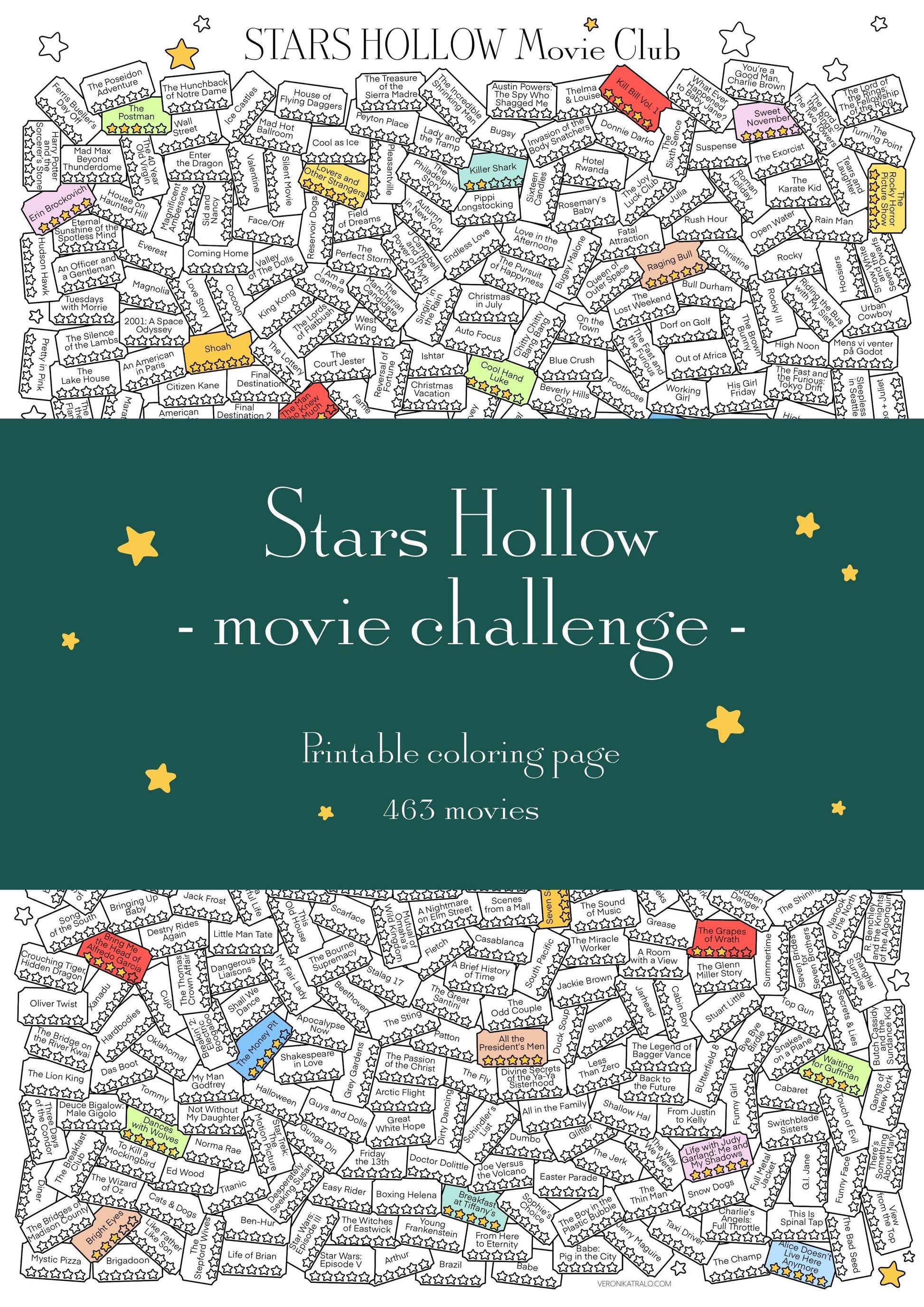Digital download • Stars Hollow movie challenge printable colouring page - amigoscanarios