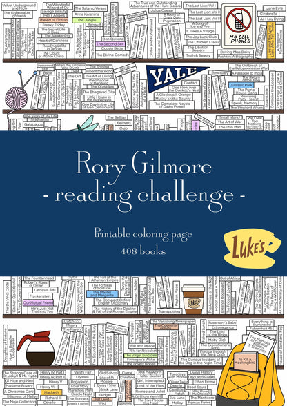 Digital download • Rory Gilmore reading challenge printable colouring page - amigoscanarios