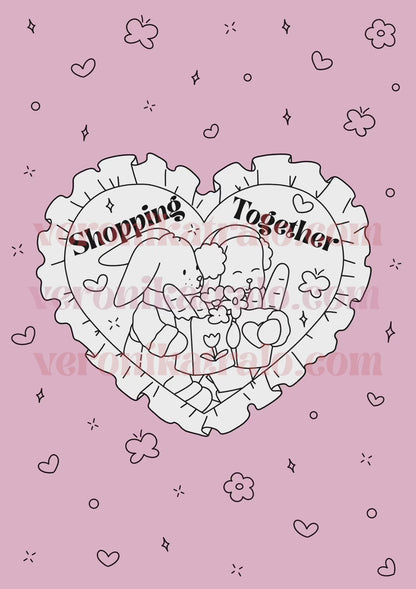 Valentine's Day digital Colouring cards Amigos Canarios